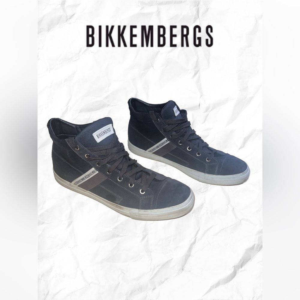Dirk Bikkembergs Anthracite and White High-Top Canvas Sneakers